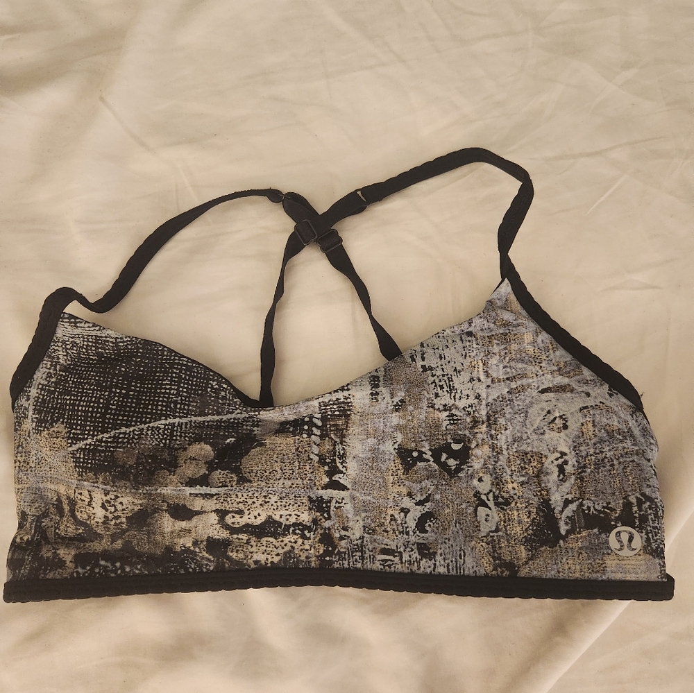 Lululemon Athletica Black and Gray Patterned Bra
